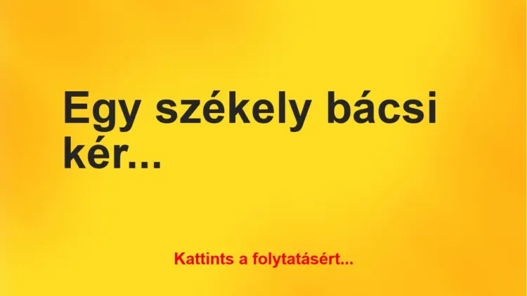 Vicc: Egy székely bácsi kérdezi a fiától