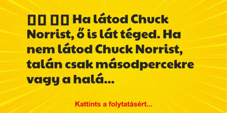 Vicc:
Ha látod Chuck Norrist, ő is lát téged. Ha nem…