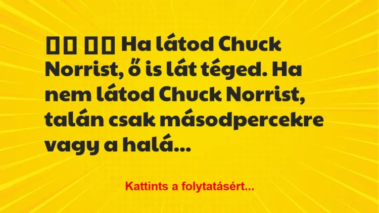 Vicc:
Ha látod Chuck Norrist, ő is lát téged. Ha nem…