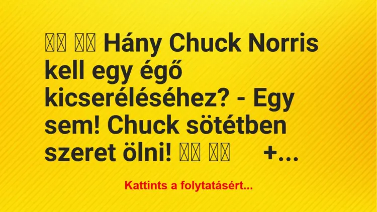 Vicc:
Hány Chuck Norris kell egy égő kicseréléséhez? – …