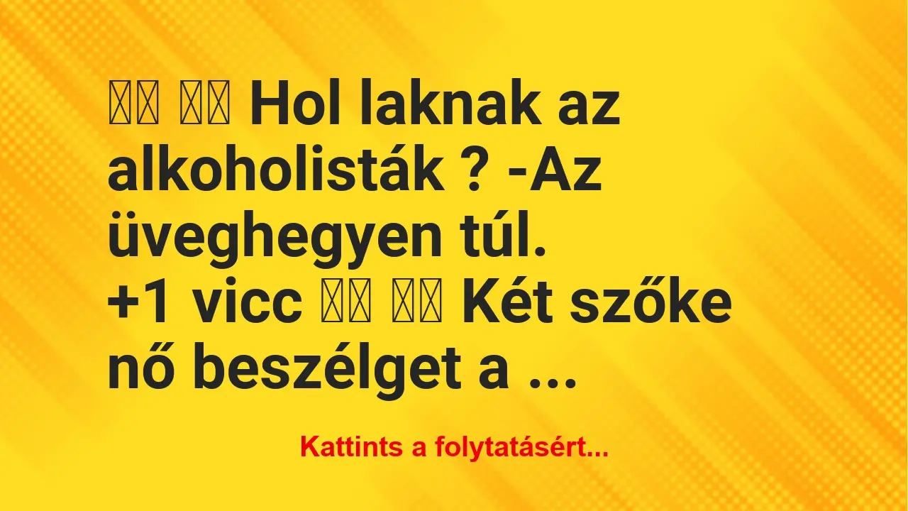 Vicc: 
		  
		  Hol laknak az alkoholisták ? -Az…