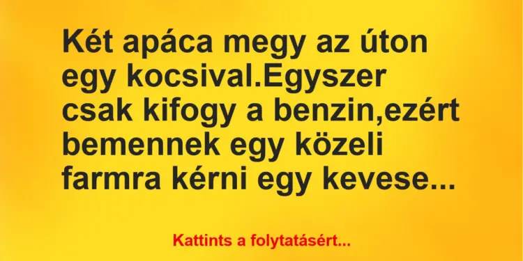 Vicc: Két apáca megy az úton egy kocsival.Egyszer csak kifogy a…