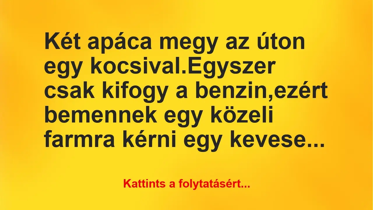 Vicc: Két apáca megy az úton egy kocsival.

Egyszer csak kifogy a…