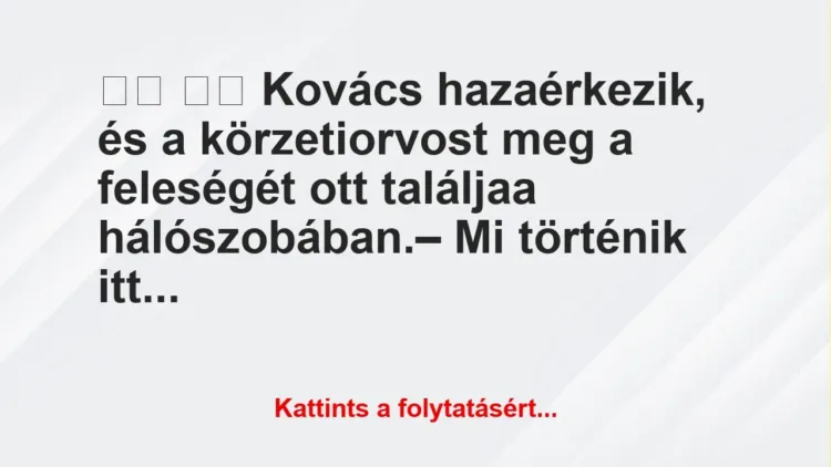 Vicc: 
		  
		  Kovács hazaérkezik, és a körzetiorvost meg a …