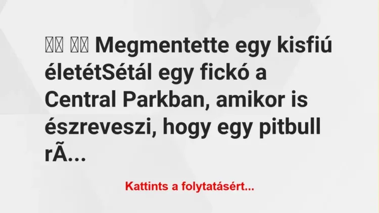 Vicc: 
		  
		  Megmentette egy kisfiú életétSétál egy fickó …