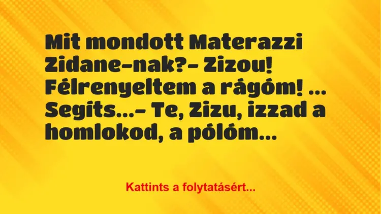 Vicc: Mit mondott Materazzi Zidane-nak?– Zizou! Félrenyeltem a rágóm!…