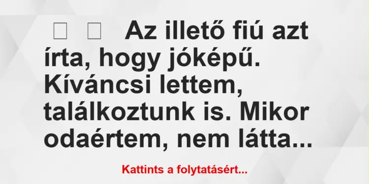 Vicces történet:Az illető fiú azt írta, hogy jóképű….