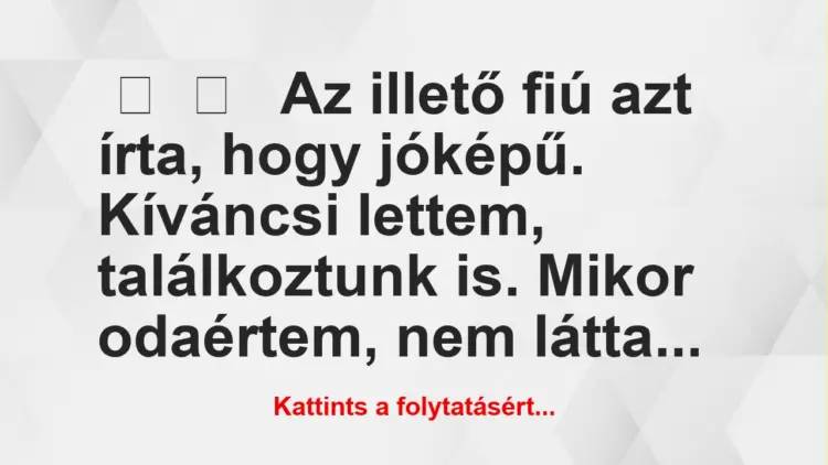 Vicces történet:Az illető fiú azt írta, hogy jóképű….