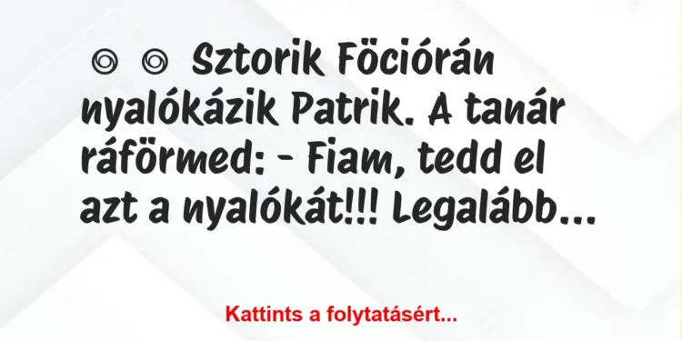 Vicces történet:
SztorikFöciórán nyalókázik Patrik. A tanár…