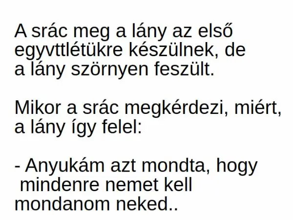 Vicc: A srác meg a lány az első egy***létükre készülnek, de a lány…