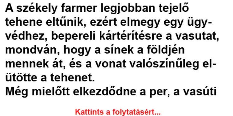 Vicc: A székely farmer legjobban tejelő tehene eltűnik