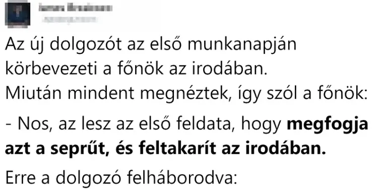 Vicc: Az új dolgozót az első munkanapján körbevezeti a főnök