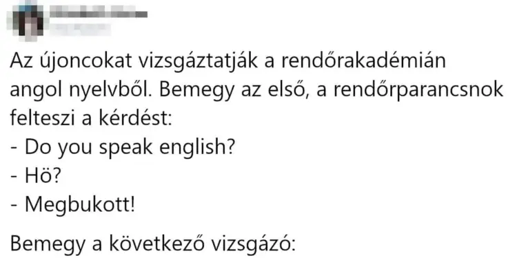 Vicc: Az újoncokat vizsgáztatják a rendőrakadémián