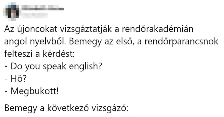 Vicc: Az újoncokat vizsgáztatják a rendőrakadémián