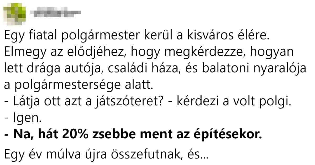 Vicc: Egy fiatal polgármester kerül a kisváros élére