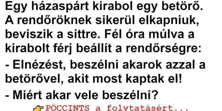 Vicc: Egy házaspárt kirabol egy betörő