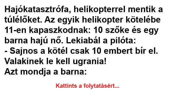 Vicc: Hajókatasztrófa, helikopterrel mentik a túlélőket