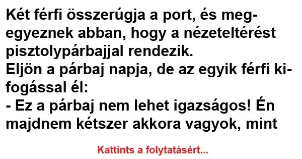 Vicc: NAPI VICC: Két férfi összerúgja a port