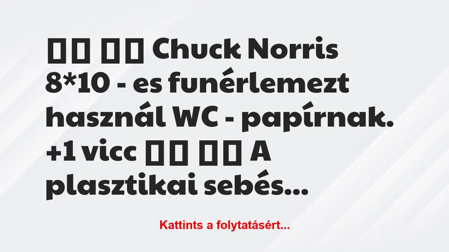 Vicc: 
		  
		  Chuck Norris 8*10 – es funérlemezt használ WC -…