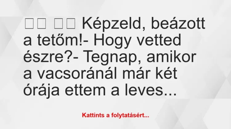 Vicc: 
		  
		  Képzeld, beázott a tetőm!- Hogy vetted…