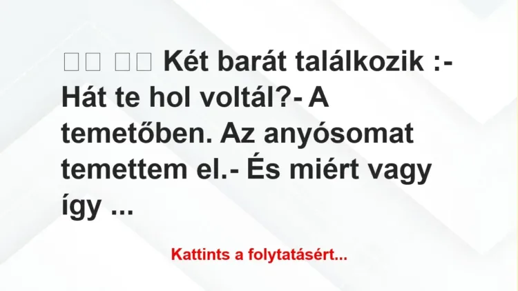 Vicc: 
		  
		  Két barát találkozik :- Hát te hol voltál?