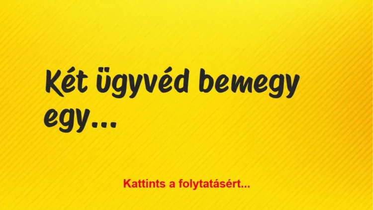 Vicc: Két ügyvéd bemegy egy étterembe