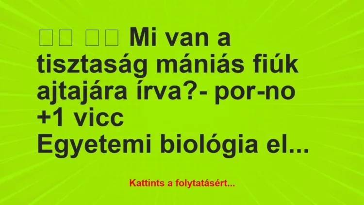 Vicc: 
		  
		  Mi van a tisztaság mániás fiúk ajtajára…