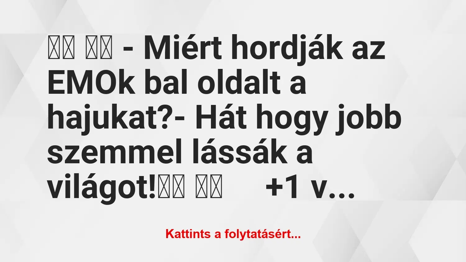 Vicc: 
		  
		  – Miért hordják az EMOk bal oldalt a…