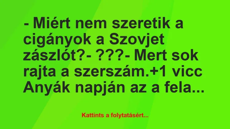 Vicc: – Miért nem szeretik a cigányok a Szovjet zászlót?

– ???

-…