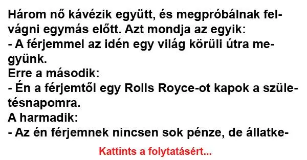 Én a férjemtől egy Rolls Royce-ot kapok a születésnapomra.