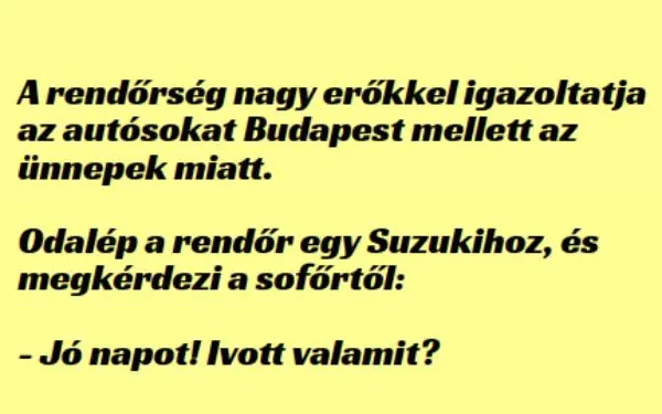 Vicc: A rendőrség nagy erőkkel igazoltatja az autósokat Budapest…