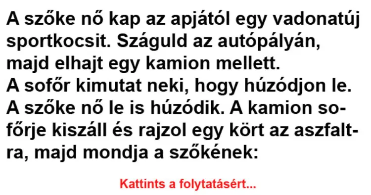 Vicc: A szőke nő kap az apjától egy vadonatúj sportkocsit