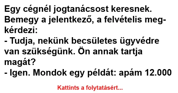 Vicc: Egy cégnél jogtanácsost keresnek