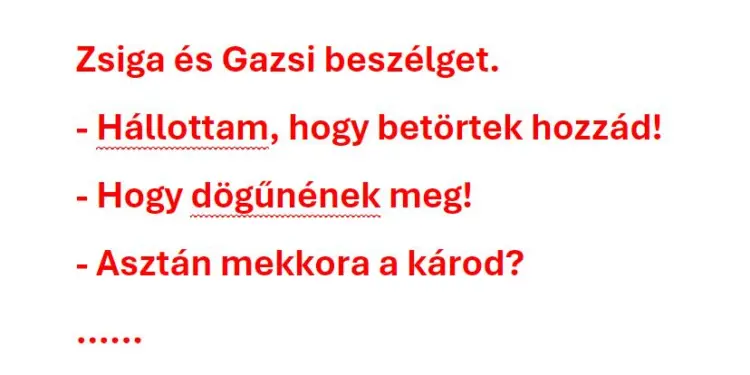 Vicc: Zsiga és Gazsi beszélget….