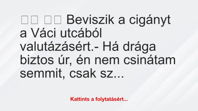 Vicc:
Beviszik a cigányt a Váci utcából…