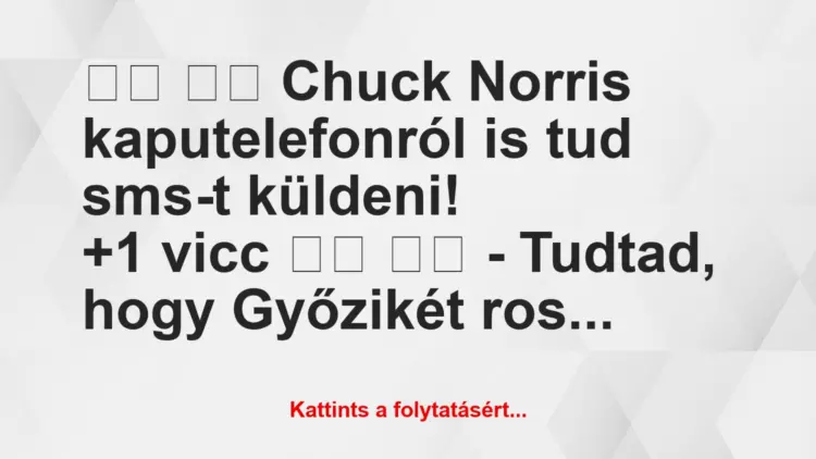 Vicc:
Chuck Norris kaputelefonról is tud sms-t…