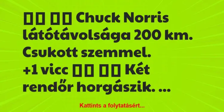 Vicc:
Chuck Norris látótávolsága 200 km. Csukott…