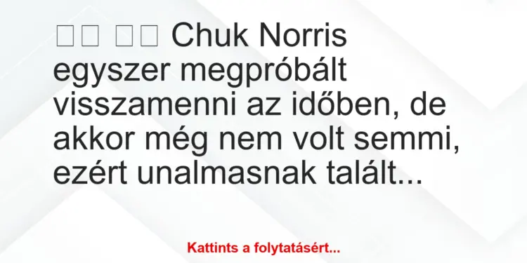 Vicc:
Chuk Norris egyszer megpróbált visszamenni az…