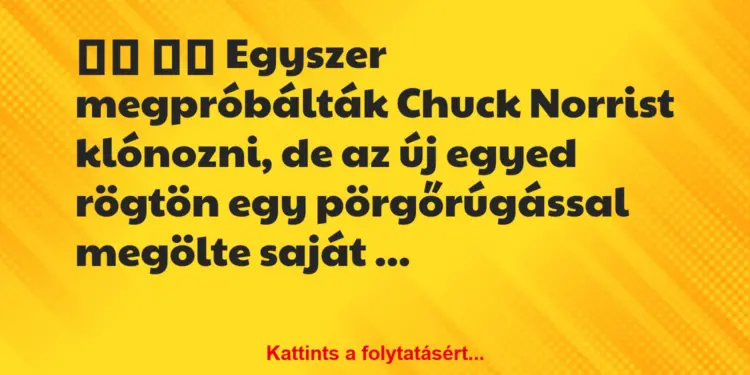 Vicc:
Egyszer megpróbálták Chuck Norrist klónozni, de…