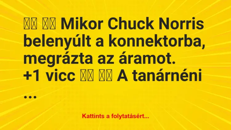 Vicc:
Mikor Chuck Norris belenyúlt a konnektorba,…