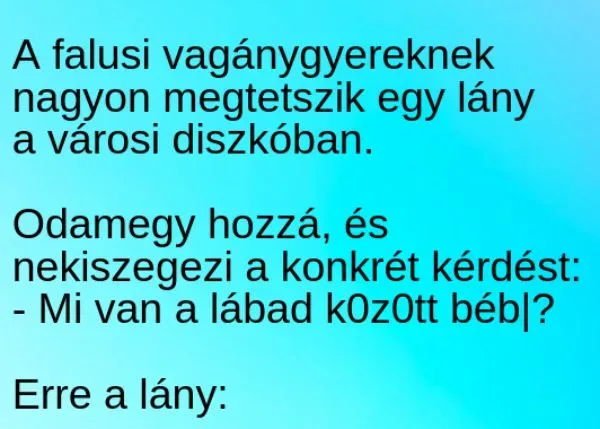 Vicc: A falusi vagánygyereknek nagyon megtetszik egy lány a városi…