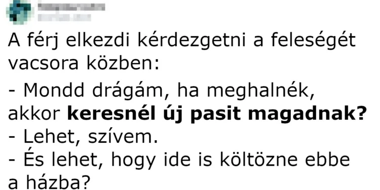 Vicc: A férj elkezdi kérdezgetni a feleségét