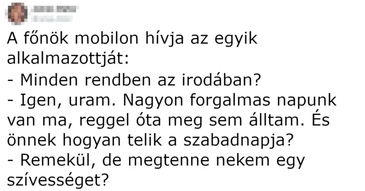 Vicc: A főnök mobilon hívja az egyik alkalmazottját