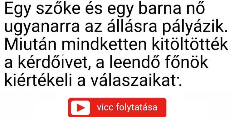 Vicc: Egy szőke és egy barna nő ugyanarra az állásra pályázik