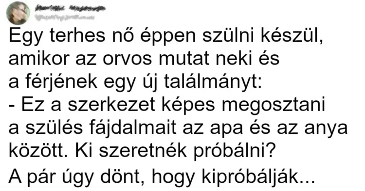 Vicc: Egy terhes nő éppen szülni készül