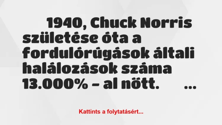 Vicc:
1940, Chuck Norris születése óta a fordulórúgások…