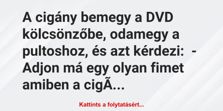 Vicc: A cigány bemegy a DVD kölcsönzőbe, odamegy a pultoshoz, és azt…