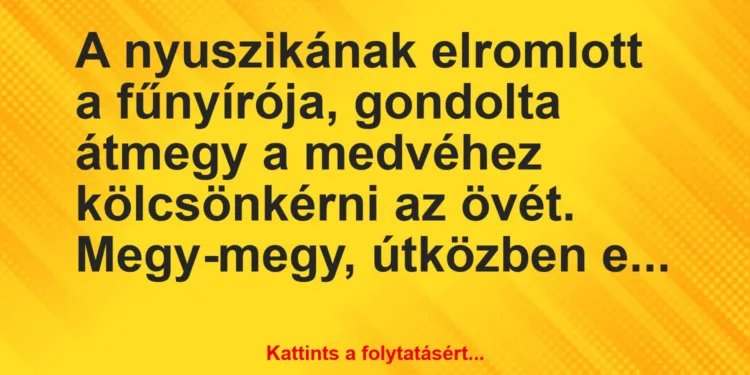 Vicc: A nyuszikának elromlott a fűnyírója, gondolta átmegy a medvéhez…