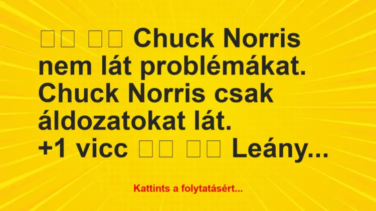 Vicc:
Chuck Norris nem lát problémákat. Chuck Norris…