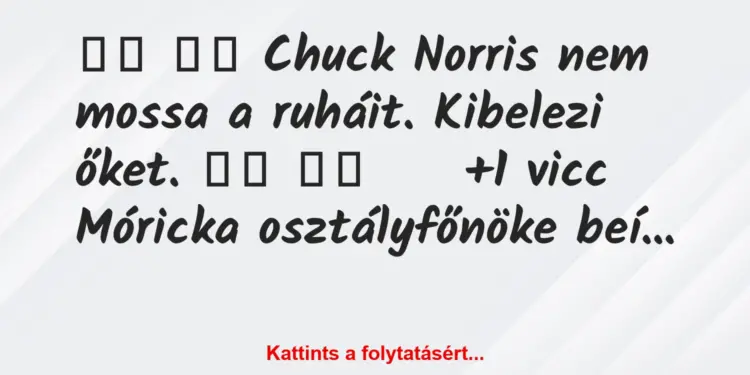 Vicc:
Chuck Norris nem mossa a ruháit. Kibelezi őket….